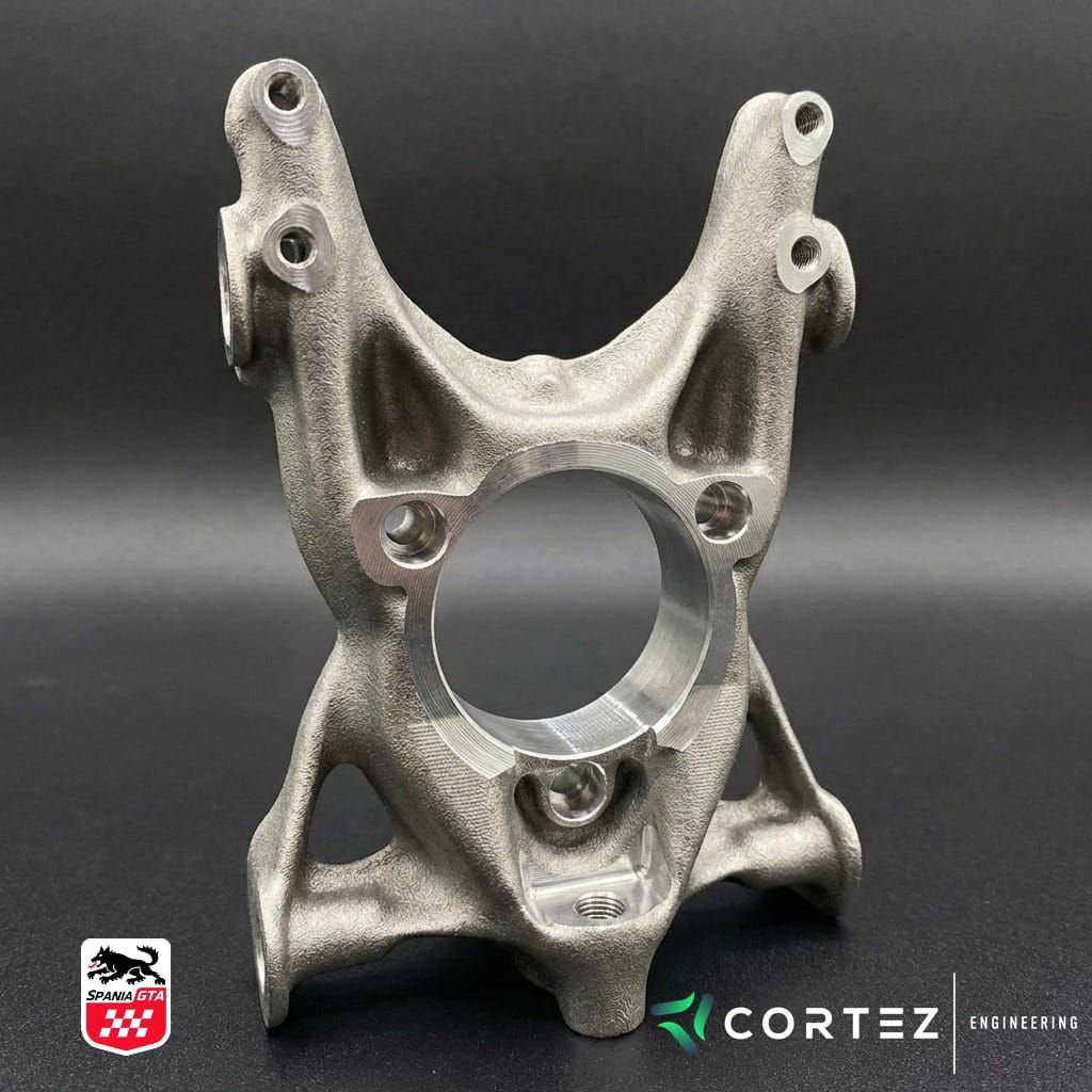 Topology optimized lightweight upright manufactured by SLM